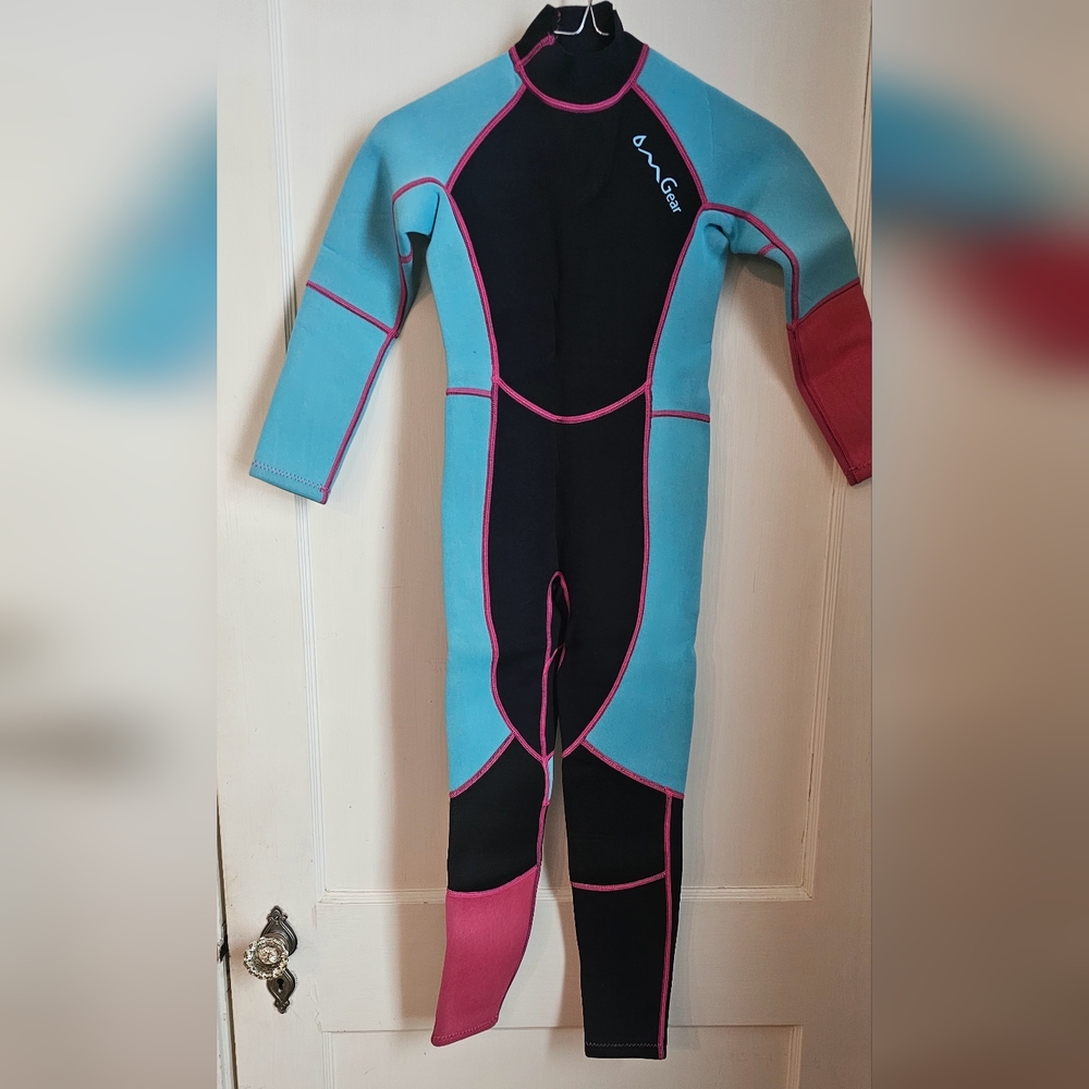 Blue and Pink Streamlined Swim Wetsuit